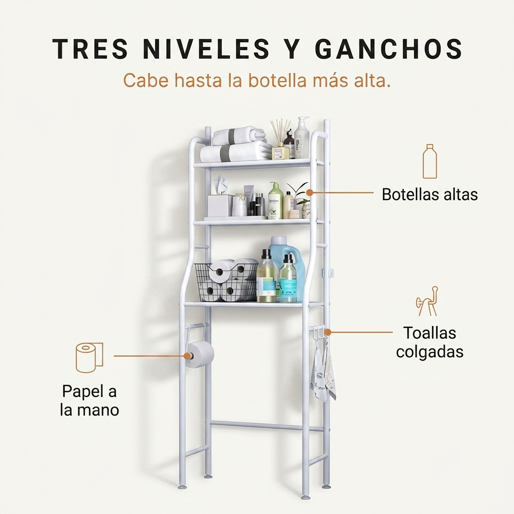 TidyTower™ | Organizador de Baño 3 Niveles Sobre el WC