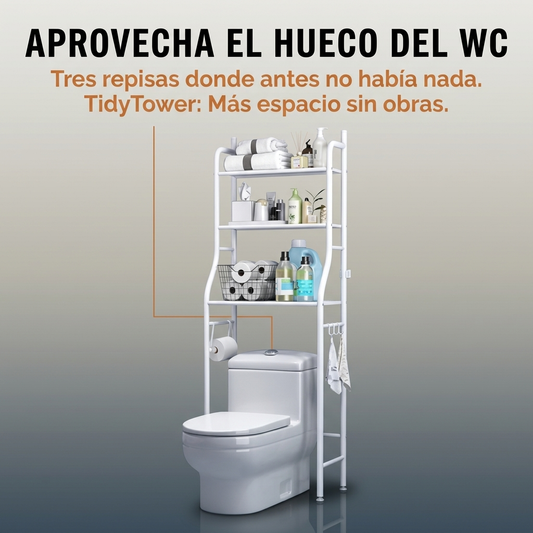 TidyTower™ | Organizador de Baño 3 Niveles Sobre el WC