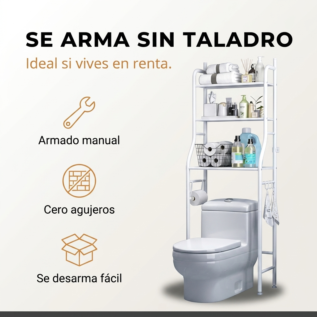 TidyTower™ | Organizador de Baño 3 Niveles Sobre el WC